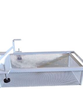 White Mesh Under Desk Pull Out Drawer